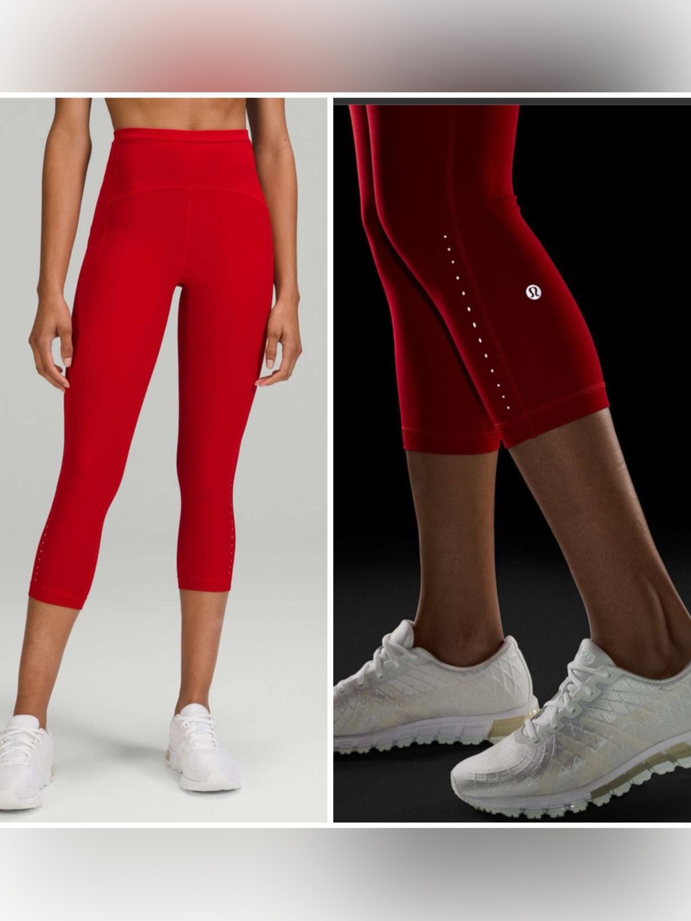 Lululemon swift speed high rise leggings crop red 10 reflective